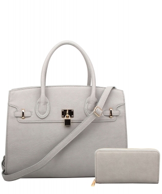 Fashion Padlock 2in1 Satchel WU1096W GRAY
